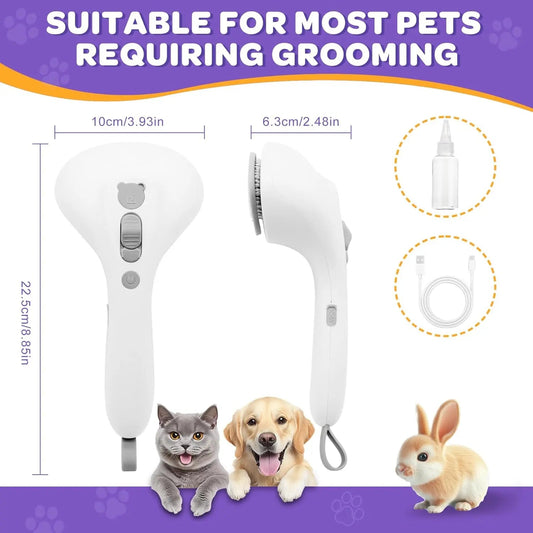 Pet Grooming Brush for Cats & Dogs- Self Cleaning Rechargeable Deshedding