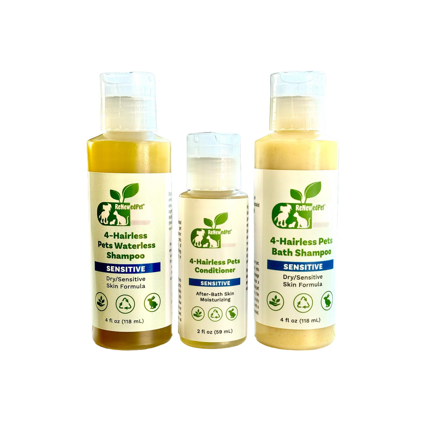 4-HAIRLESS PETS SENSITIVE SHAMPOO, WATERLESS & CONDITIONER KIT